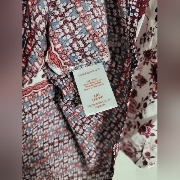 NWT Faded Glory Merlot Tunic Blouse with cross back Size L 100% Rayon - Picture 8 of 12